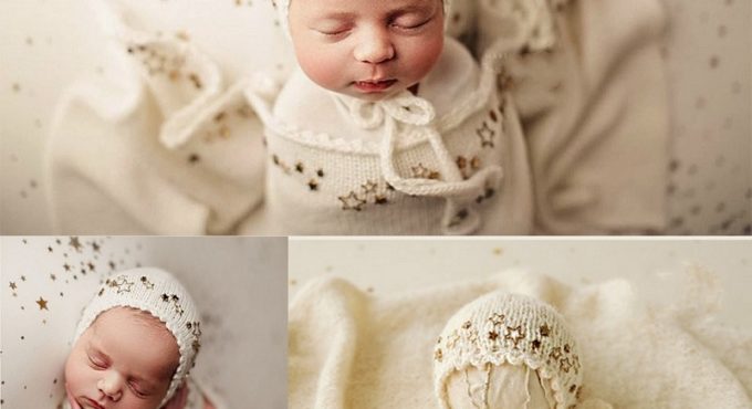 Handmade Knitting Hat Wrapping Baby Photography Newborn Photography Props Star Backdrop