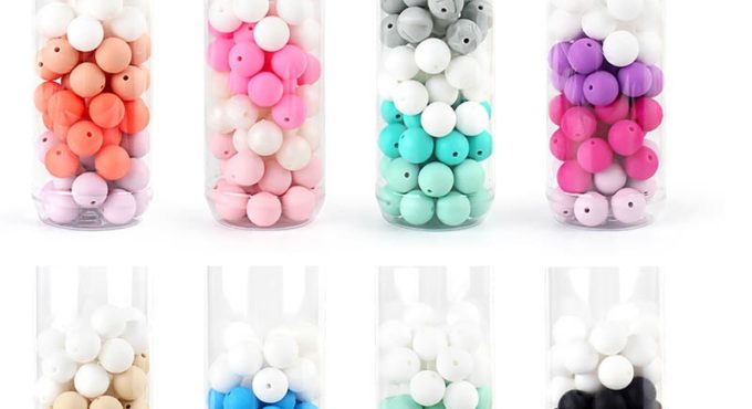 Bebe 15MM Round Teething Beads DIY Chewable Colorful Teething Pacifier Chain Bracelet BPA Free Silicone Beads Newborn Care Toys