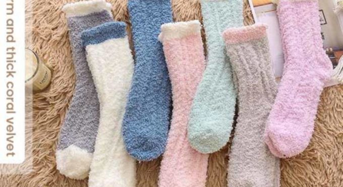 7 Colors Women Winter Fluffy Long Socks Toe Socks Comfortable Thick Warm Fur Fleece Floor Sleeping Socks For Christmas Gift