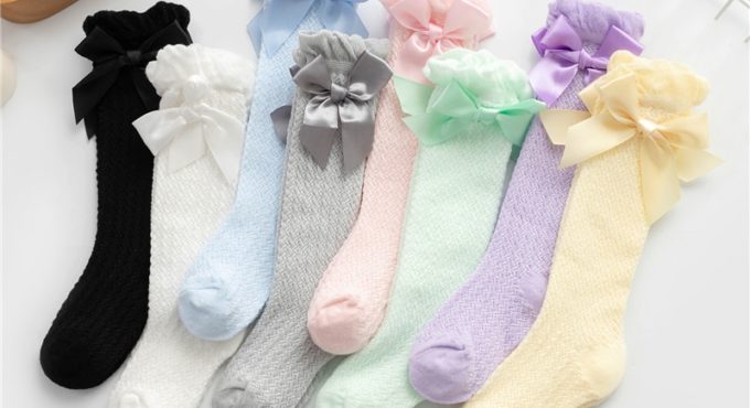 0-3years New Kids Socks Cute Bow Knot Baby Girls Knee High Socking Soft Children Socks Princess Toddler Leg Warmers Party Gift