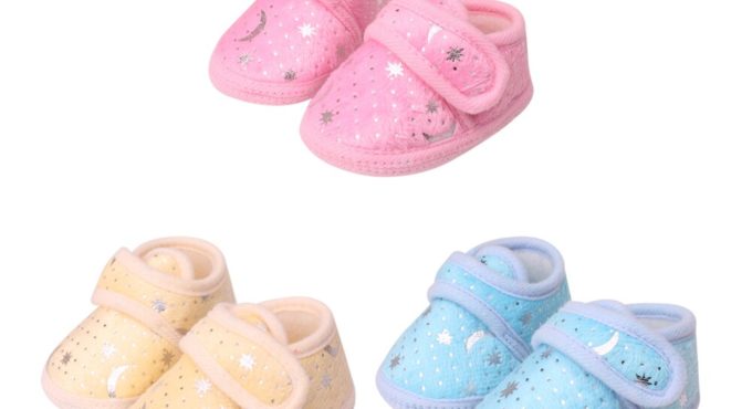 Spring Autumn Newborn Toddler Shoes Stars and Moon Printed Cotton Shoes Infant Soft-soled Non-slip First Toddler Shoes