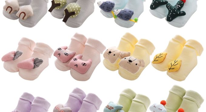 1 Pair Of 3D Doll Baby Cotton Socks 0-12 Months Newborn Non-Slip Floor Toddler Shoes Baby Warm Toddler Socks