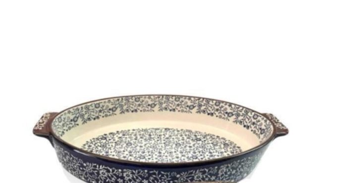 25x39 Cm Oval Porcelain Blue Ovenware 036kmb