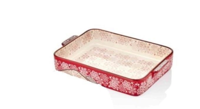 31x20 Cm Rectangle Porcelain Red Ovenware 038kka