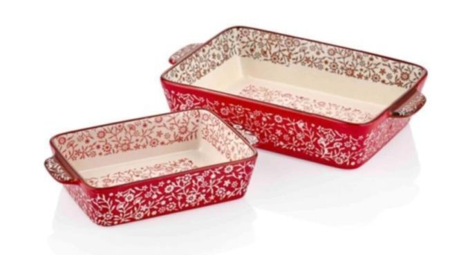 27x17-17x13cm 2 Li Rectangle Red Ovenware 16401kb