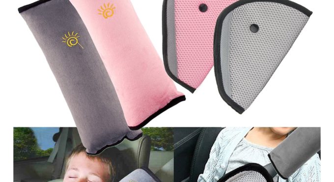 4Pcs Seatbelt Pillow Car Seat Belt Covers for Kids Adjust Shoulder Pads Safety Protector Soft Seat Belt Strap Headrest for Baby