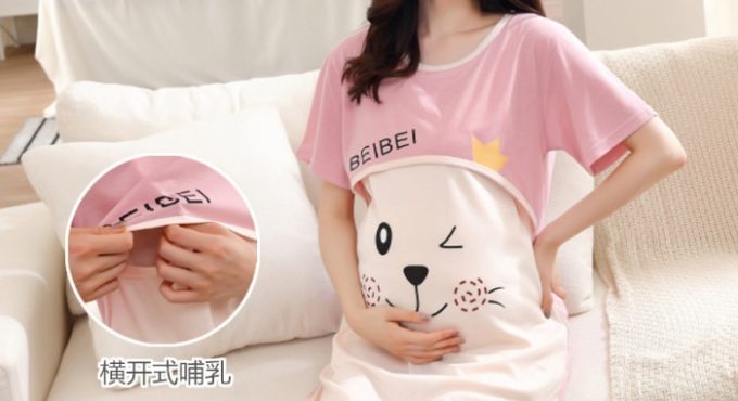 Summer maternity breastfeed nursing nightgowns room wear nightie mothers nightwear breast feeding clothes pregnancy nightdress