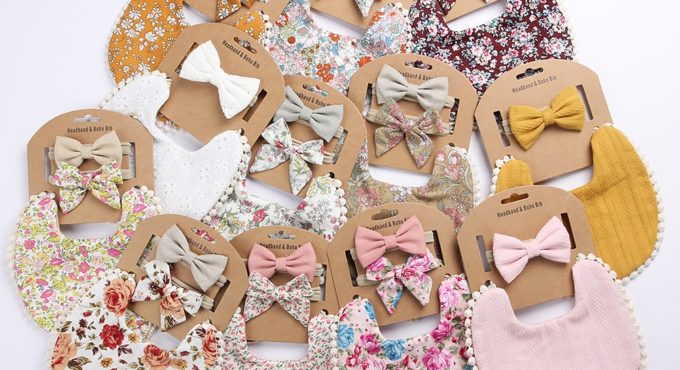 12Sets/Lot Baby Tassel Saliva Towel Headband Floral Vintage Newborn Photography Double Side Bibs Boys Girls Props Bandana Burps