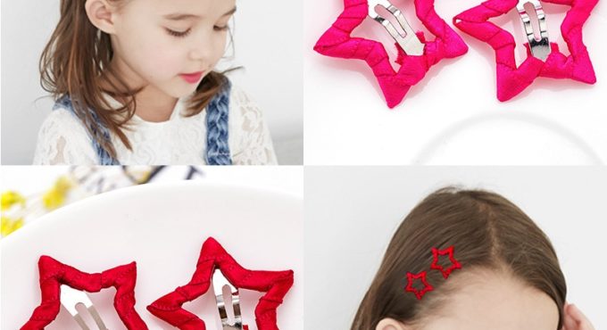 New Fashion Metal Material All-inclusive Cloth Pentagram Star Kids Hairclip Girls Headdress Accessories Children Headwear