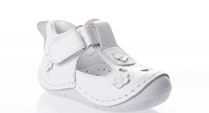 MyWondry Summer White Flower Genuine Leather Baby Girl First Step Shoes