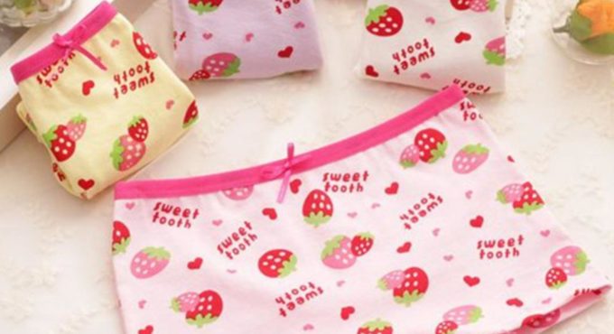 Colorful Strawberry Shorts Elastic Bowknot Sweet Tooth Underwear Girl Boxers