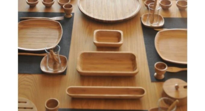 57 piece Breakfast Set bamboo dinner set wooden dinner set