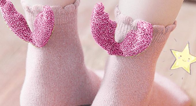 JOCESTYLE Cartoon Baby Cotton Socks Angel Wings Knee High Warm Stockings (Pink M) Dropshipping