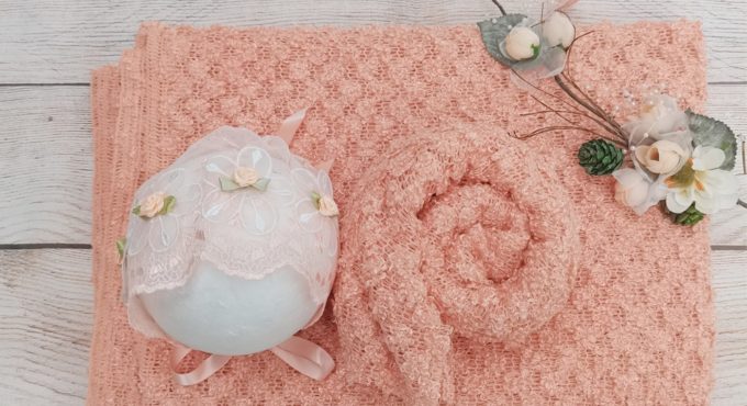 3PCS/Lot Soft Photo Shoot Accessories 100x75CM Fabric,75x50CM Wrap with Infant Floral Bonnet for Newborn Baby Photography Props