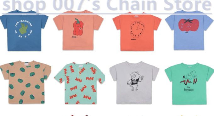 2021 New Toddler Boy Girl Fashion Brand T Shirts Baby Cotton O Neck Tops for Summer Strawberry Orange Print Child Tees