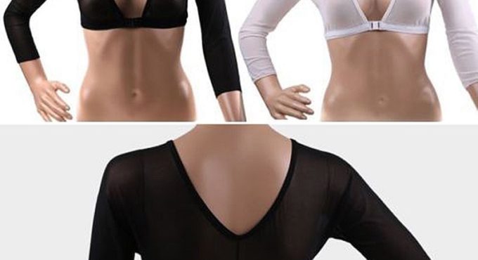 Maternity Net Yarn Bottoming Shirt Slimming Upper Arms Shapers Women Navel Sheer Mesh Sleeves Compression Shirt Chiffon Pregnant