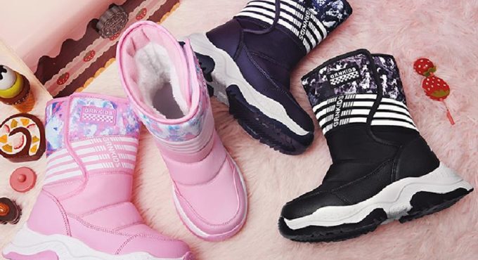 Girls' snow cotton shoes waterproofantiskid and warm children's Plush children's shoes thickened winter boots 3 color