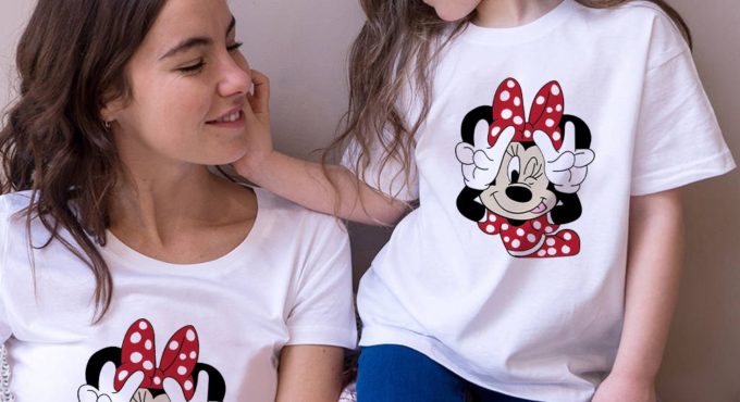 Tees Women T Shirt Minnie Mouse Print T-shirt Casual White Short Sleeve Baby Girls Tops Summer Brand Family Matching Clothes