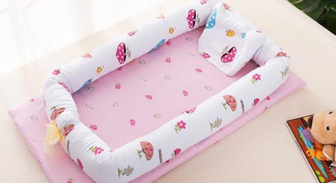 Baby Nest Bed with Pillow Portable Crib Travel Crib Bed Infant Cotton Cradle for Baby Bed Bumper Sleeping Basket YCQ001