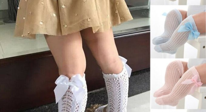 Newborn baby girls socks Summer Spring Mesh socks kids bow knee high long tube sock sokken princess infant baby socks calcetines