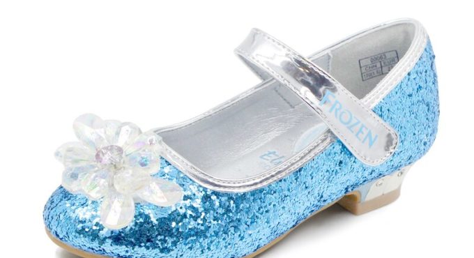 Disney Princess Elsa Girls' Crystal Single Shoes Frozen Children's Shoes Spring and Autumn High Heeled Shoes 00063 Kids Shoes