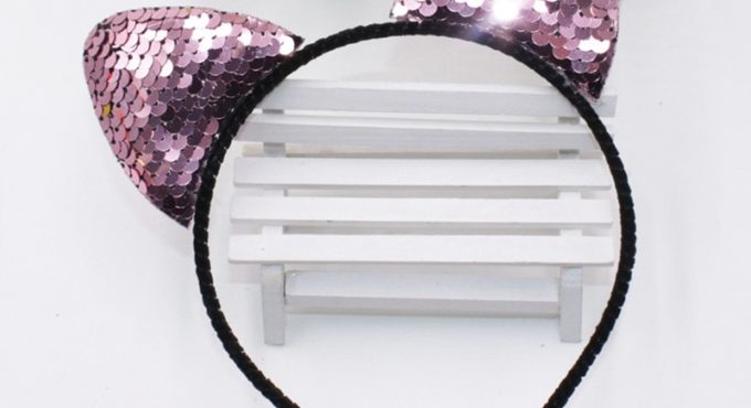 Glitter Can flip Sequins Cat Ear Girl Hairband Headband Hair Hoop for Girls Women Cat Ear Hair Bands Halloween Headdress Gifts