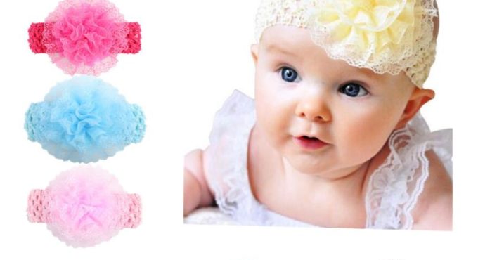 1 Pc Lovely Children Baby Kids Lace Flower Bow Hair Band Elastic Headband Fashionable Accessories Headwear