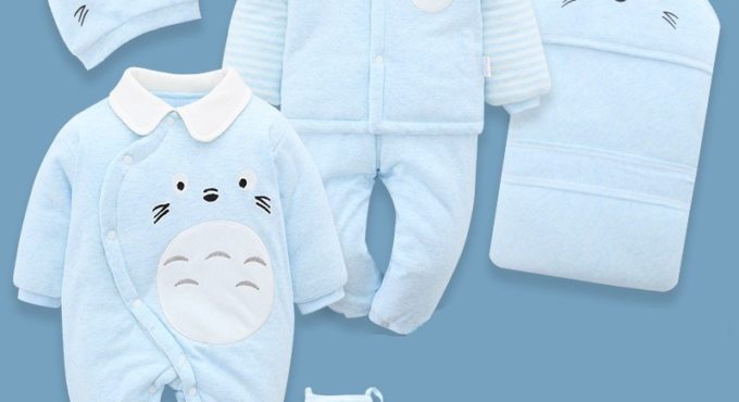 7pcs/set Winter Newborn Clothes Baby Sets Baby Gifts 0-6m Baby Thicken Clothes Suit Cotton Cartoon Warm Outwear Unisex No Box