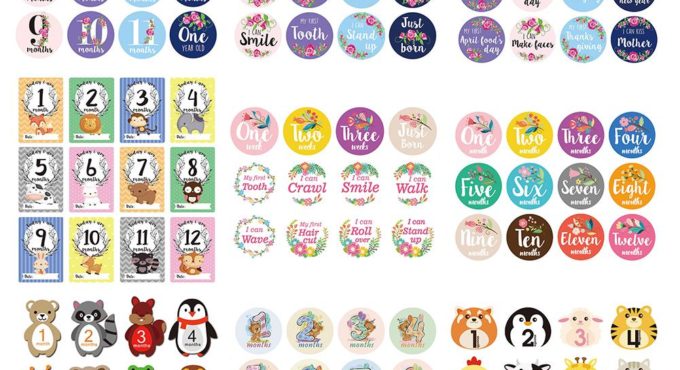 12pcs/Set Photography Month Milestone Card Newborn Memorial Monthly Commemorative Stickers Many Styles Available Monthly Card