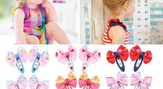 2pcs Flower Dot Stripe Hairpins Fashionable and Lovely Novelty and Beauty Practical Princess Hair Clip Children Cute Hair Clip