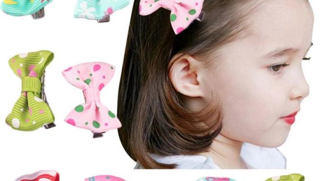 1 Pcs Random Mini Hair Clip Dot Printed Baby Bow Decoration Kids Clip Pin Newborn wholesale Accessories Hair