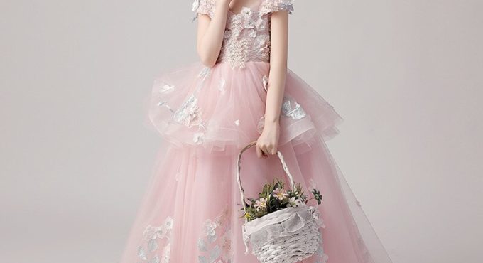 Kids Elegant Tulle Prom Dresses for Girls 2020 Teenagers First Communion Robe Special Occasion Dress Children Wedding Ball Gown