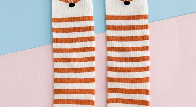 1 Pair Cartoon Fox Rabbit Kids baby Socks Knee Girl Boy Baby Toddler Socks Animal infant Soft Cotton Striped Long Socks 0-3Y New