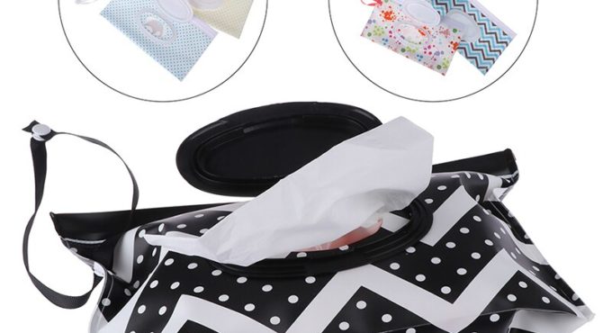 Eco-friendly Easy-carry Wet Wipes Bag Snap Strap Wipes Container Clamshell Cosmetic Pouch Clutch Cleaning Wipes Case