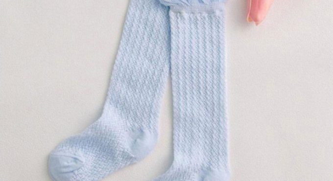 0-4 Years Old Spring Children's Long Sock Ruffle Brim Elastic Cotton Solid Color High Knee Stocking for Girls Clothing Pantyhose