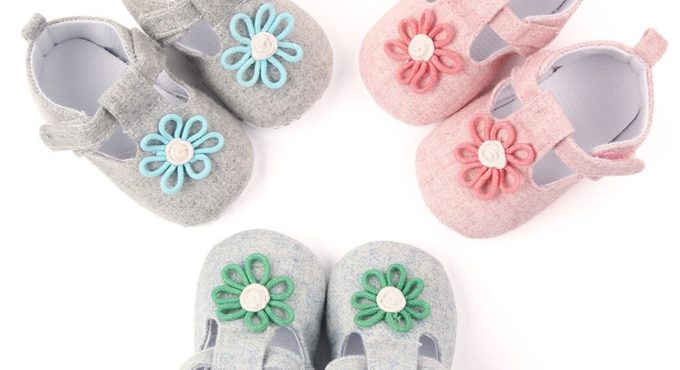 Baby Sneakers Newborn Infant Girls Walking Shoes Cute Solid Floral Baby First Walkers Cotton Soft Non-Slip Sole Shoes