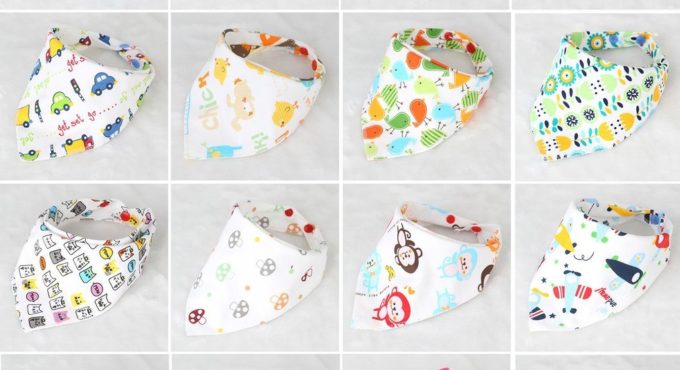 INSULAR Practical Baby Drool Triangle Bibs Double Sides Organic Soft Cotton With Snaps For Teething Drooling Feeding Unisex Baby