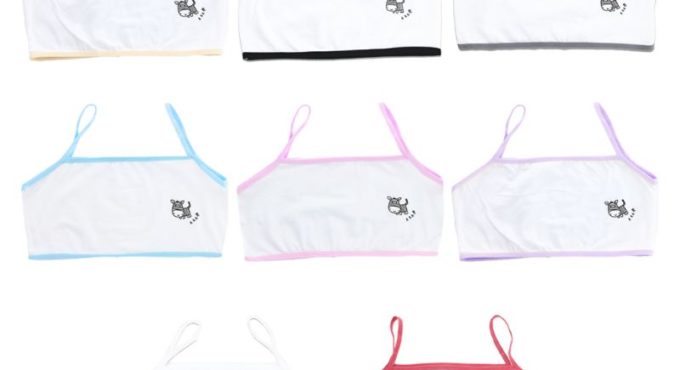 Puberty Girls Single Layer Training Bra Cartoon Zebra Spaghetti Strap Underwear