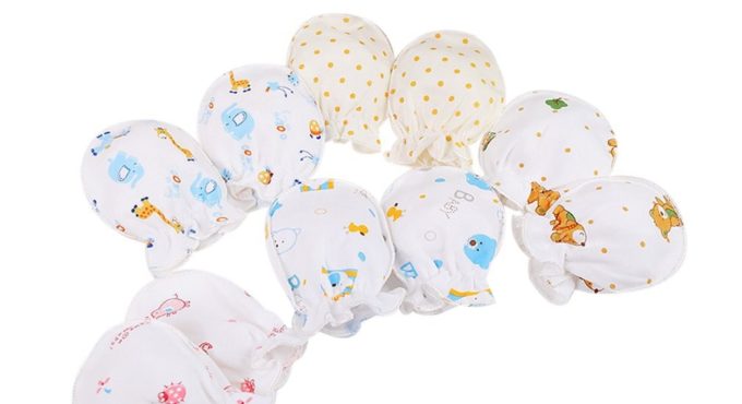 Winter Full Cotton Newborn Baby Boys Girls Anti Grasping Gloves Breathable Keep Warm Infant Face Protect Gloves 0-3 Months