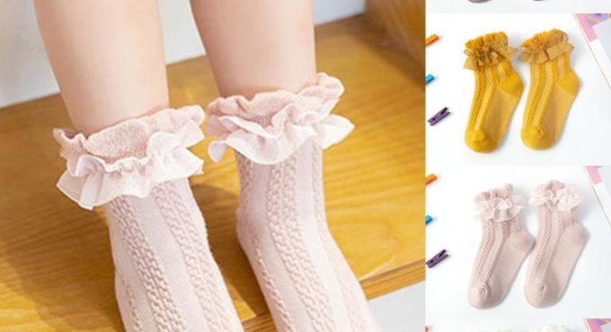 1 Pair Toddler Lace Princess Socks Pure Color Comfortable Dancing Socks Ruffle Stockings for Home Usage