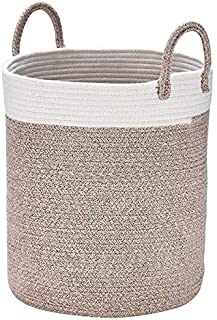 LA JOLIE MUSE Woven Basket Rope Storage Baskets - Large Cotton Organizer 16x14x14 Inches, basket for Baby Blanket, Kids T