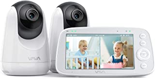 VAVA Baby Monitor Split View, 5 "720P Video Baby Monitor with 2 Cameras, audio and Visual Monitoring, Pan Tilt Zoom, 900ft Ra