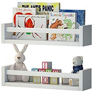 Wallniture Utah Set of 2 Nursery Room Wood Floating Wall Shelves White