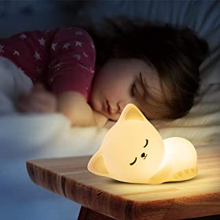 Kitty Night Light Cute Lamp with Tap Control,Cat Nursery Nightlight for Kids Baby Toddler, kawaii Color Changing Animal Room D