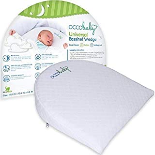 OCCObaby Universal Bassinet Wedge | Waterproof Layer & Handcrafted Cotton Removable Cover | 12-Degree Incline for Better Nigh