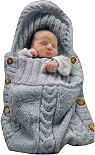 XMWEALTHY Newborn Baby Wrap Swaddle Blanket Knit Sleeping Bag Receiving Blankets Stroller Wrap for Baby(Dark Gray) (0-6 Month