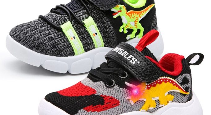 2021 Spring LED Baby Boy Shoes for 1 Year Old Light Up Toddler Sneakers Mesh Kids Footwear Sport Non-slip Infant Soft Shoes