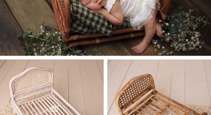 Newborn Photography Props New Props Woven Rattan Frame Rattan Chair Newborn Baby Bed Photography Props for Infant Boys Girls