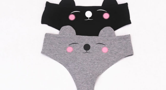 Lovely Cartoon Bear Print Cotton Panties For Women Adult