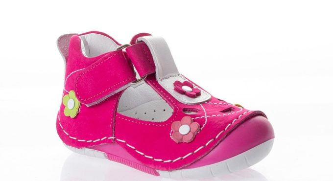 MyWondry Genuine Leather Summer Fuchsia Flowers Girl Baby Anatomical First Step Shoes